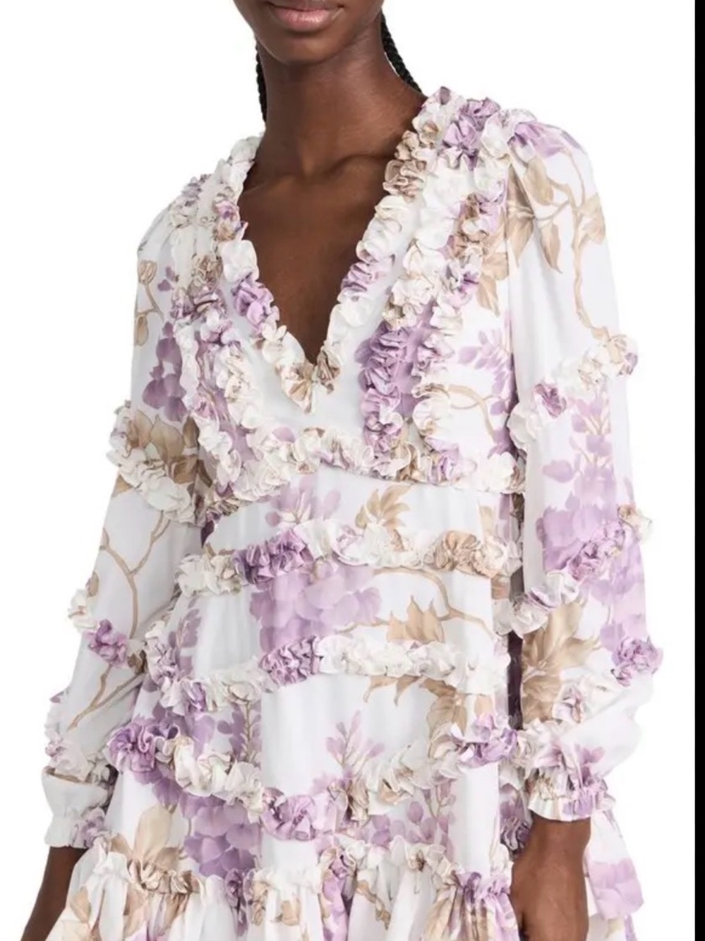 Needle & Thread Women's Wisteria Crepe V Neck Micro Mini Dress